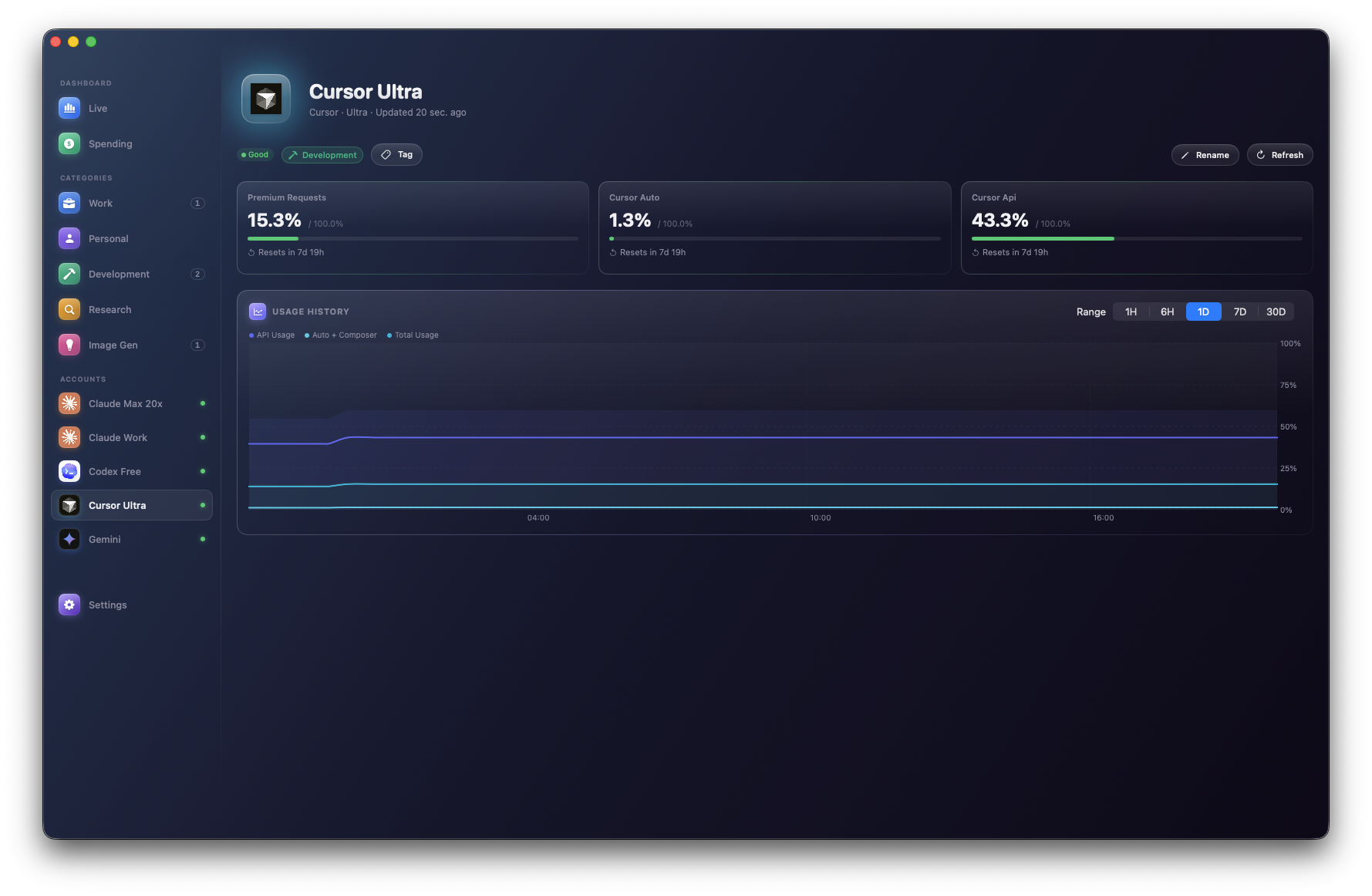 Cursor account detail
