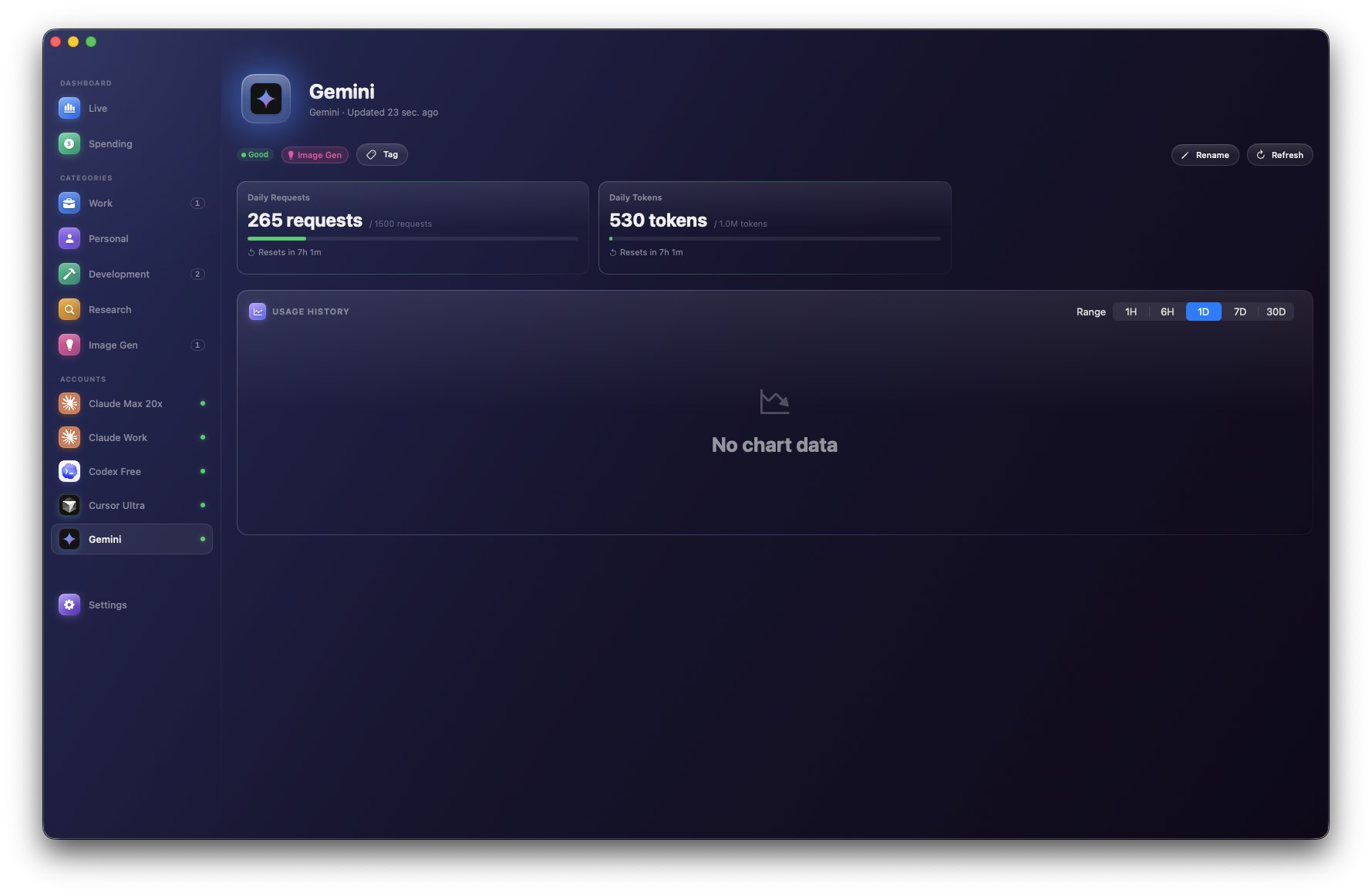 Gemini account detail